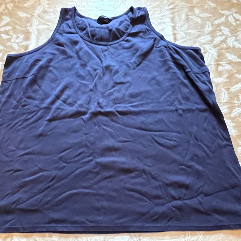 Lands End Cotton Tank Top Sleeveless Navy Blue